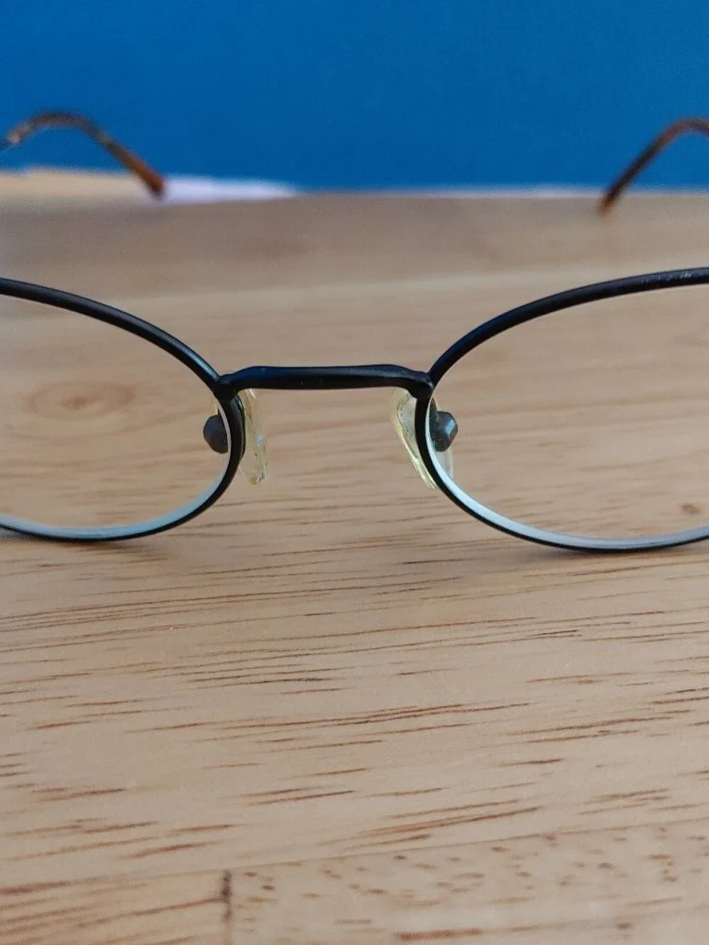 Vintage MODO 164 Black Rim Metal Oval Glasses Made in Italy